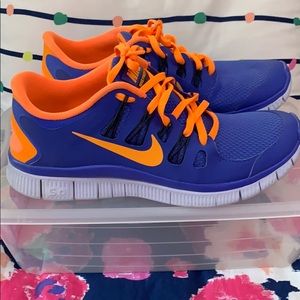 Blue and Orange Nike Free Run Sneakers